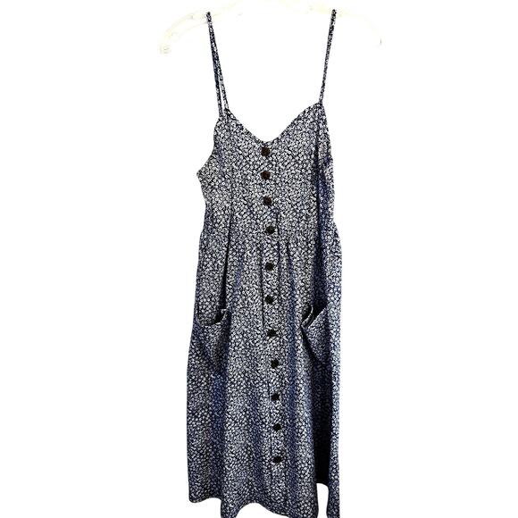 Angashion Women's Dress Medium M Blue Buttons Sleeveless  Sun Misses Size 8 10 - Picture 2 of 5